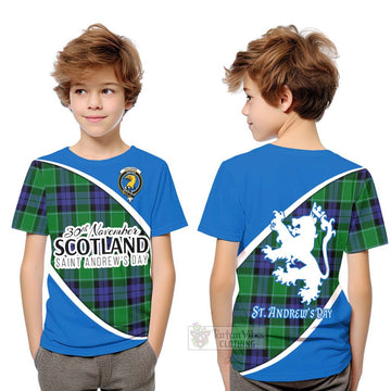 Haldane Family Crest Tartan Kid T-Shirt Celebrate Saint Andrew's Day in Style