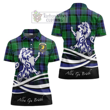 Haldane Tartan Women's Polo Shirt with Alba Gu Brath Regal Lion Emblem