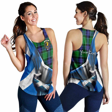 Haldane Tartan Women's Racerback Tanks with Family Crest Scotland Patriotic Style