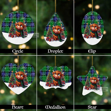 Haldane Tartan Christmas Aluminium Ornament with Adorable Highland Coo