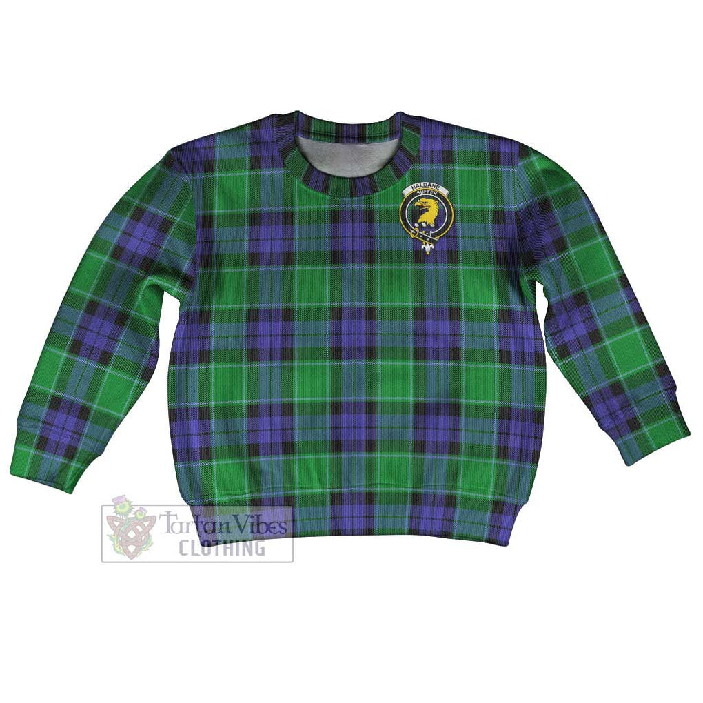 Tartan Vibes Clothing Haldane Tartan Kid Ugly Sweater with Family Crest