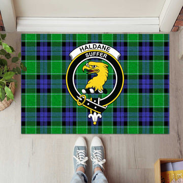 Haldane Tartan Door Mat with Family Crest