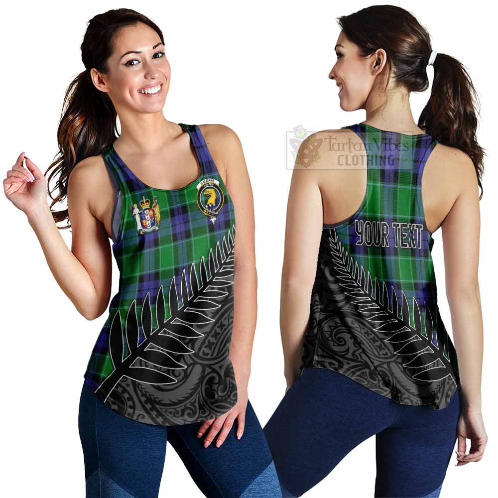 Tartan Vibes Clothing Haldane Crest Tartan Women's Racerback Tanks with New Zealand Silver Fern Half Style