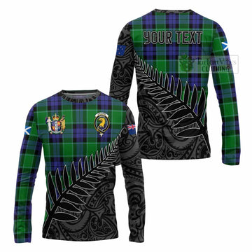 Haldane Crest Tartan Long Sleeve T-Shirt with New Zealand Silver Fern Half Style