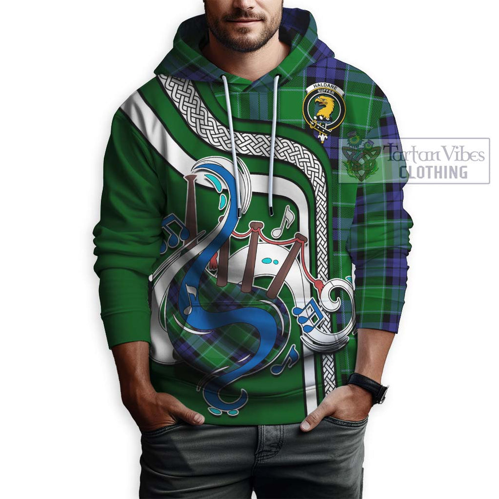 Haldane Tartan Hoodie with Epic Bagpipe Style Zip Hoodie - Tartanvibesclothing Shop