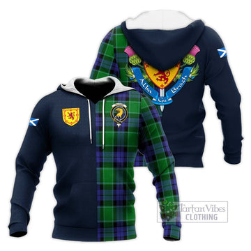 Haldane Tartan Knitted Hoodie Alba with Scottish Lion Royal Arm Half Style