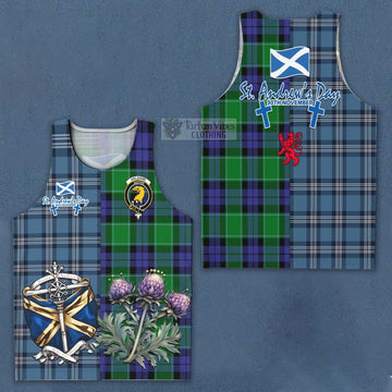 Haldane Tartan Men's Tank Top Happy St. Andrew's Day Half Tartan Style