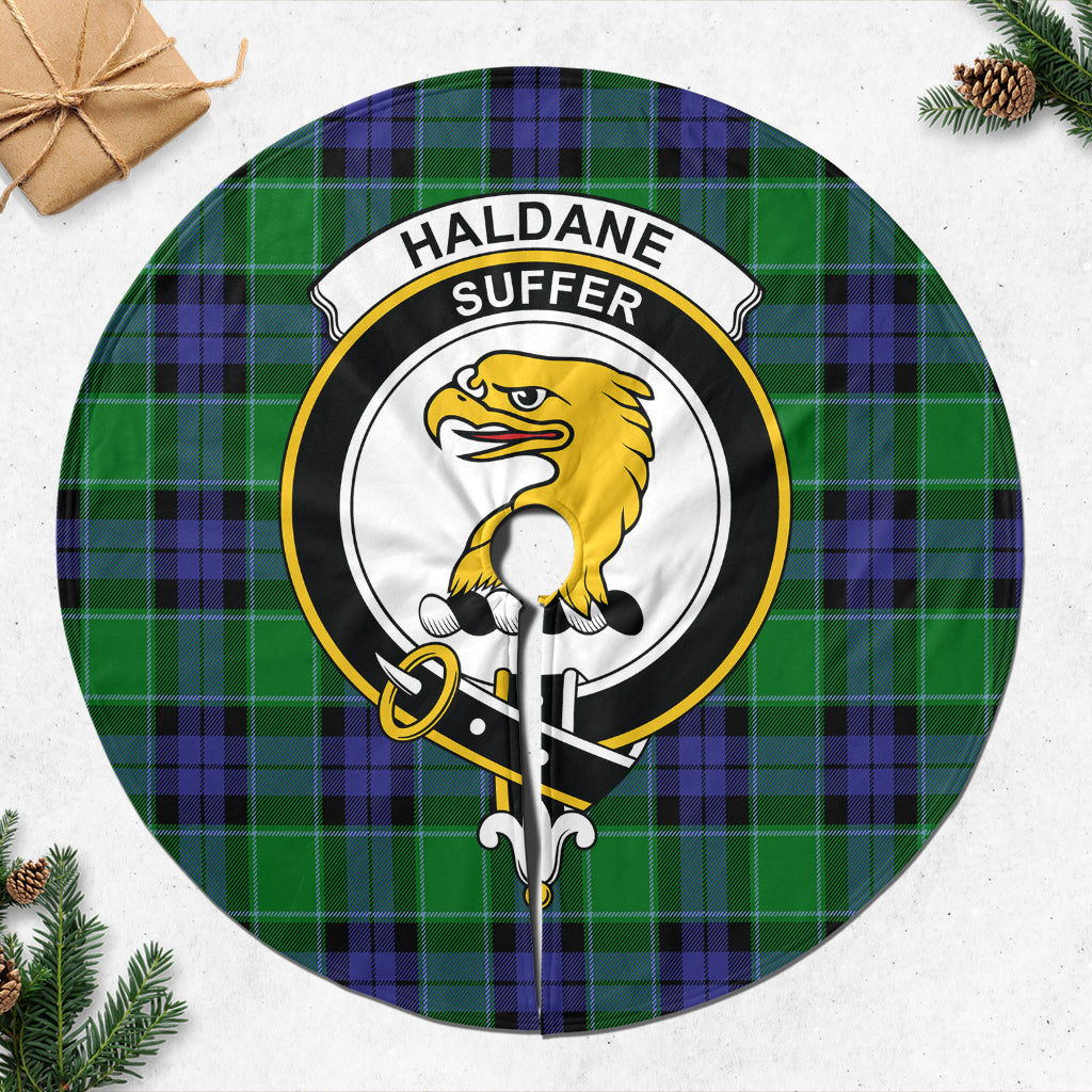 Haldane Tartan Christmas Tree Skirt with Family Crest - Tartanvibesclothing