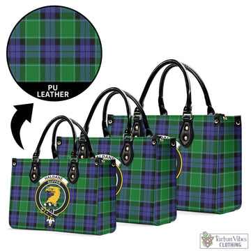 Haldane Tartan Luxury Leather Handbags with Family Crest