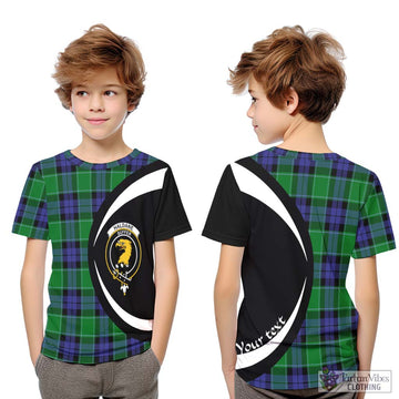 Haldane Tartan Kid T-Shirt with Family Crest Circle Style