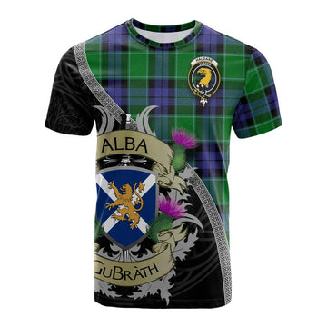 Haldane Tartan Family Crest Cotton T-shirt Lion Rampant Royal Thistle Shield Celtic Inspired Kid's Shirt - Tartan Vibes Clothing