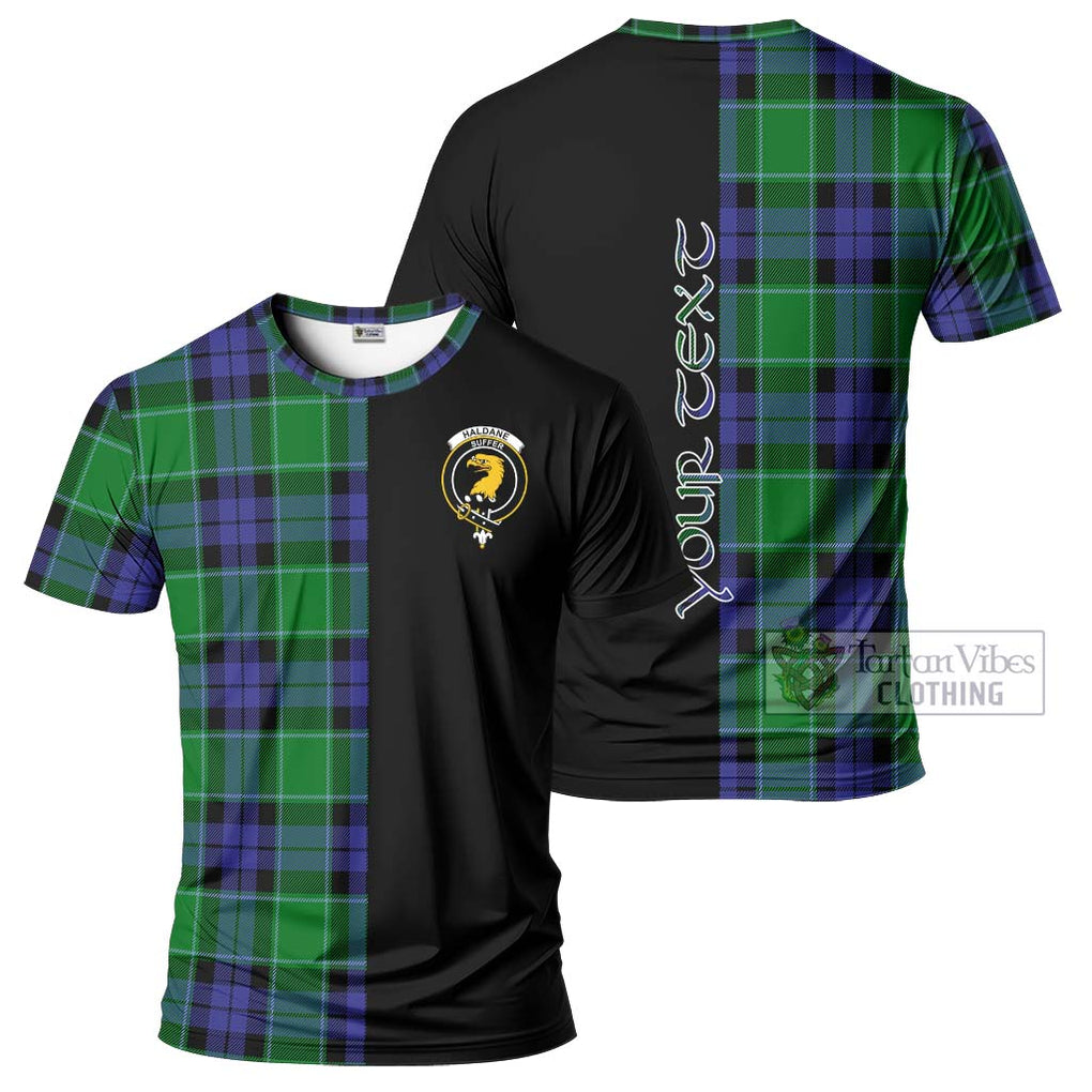 Haldane Tartan T-Shirt with Family Crest and Half Of Me Style Kid's Shirt - Tartanvibesclothing Shop