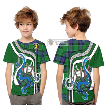 Haldane Tartan Kid T-Shirt with Epic Bagpipe Style