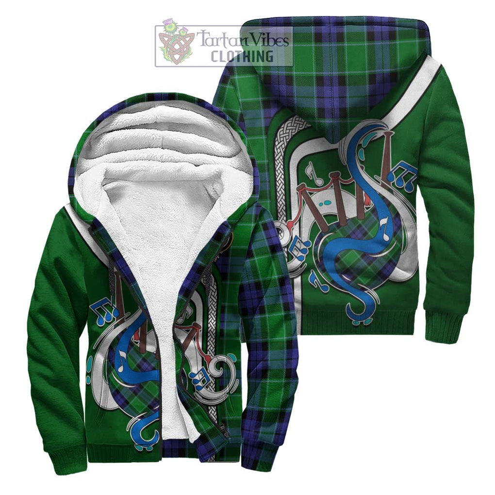 Haldane Tartan Sherpa Hoodie with Epic Bagpipe Style Unisex S - Tartanvibesclothing Shop