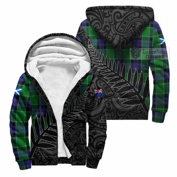 Haldane Crest Tartan Sherpa Hoodie with New Zealand Silver Fern Half Style