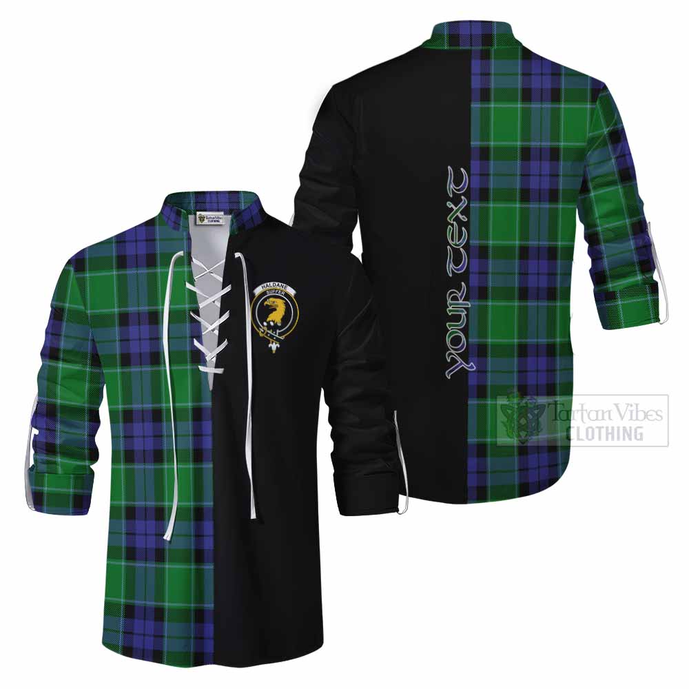 Tartan Vibes Clothing Haldane Tartan Ghillie Kilt Shirt with Family Crest and Half Of Me Style