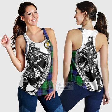 Haldane Tartan Clan Crest Women's Racerback Tanks with Highlander Warrior Celtic Style