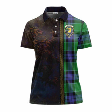 Haldane Tartan Family Crest Women's Polo Shirt Alba Gu Brath Be Brave Lion Ancient Style Women - Tartan Vibes Clothing