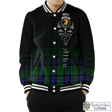 Haldane Tartan Baseball Jacket Featuring Alba Gu Brath Family Crest Celtic Inspired