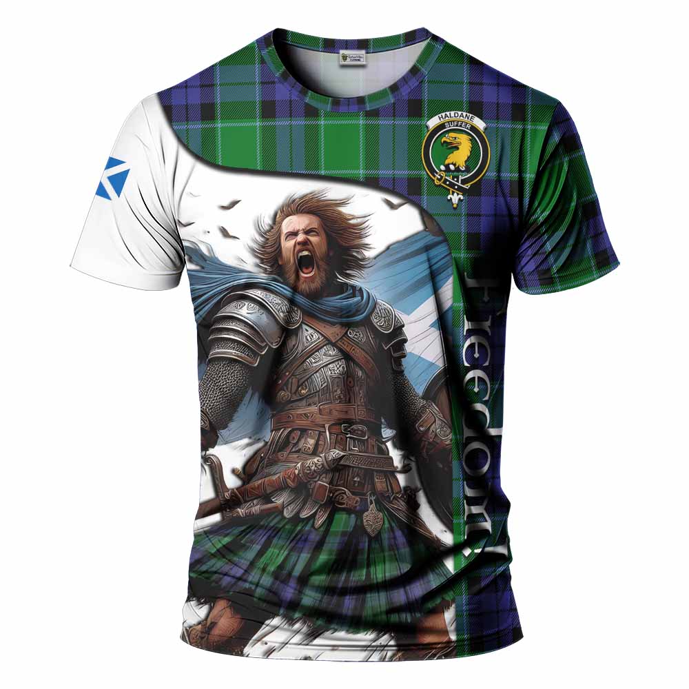 Haldane Crest Tartan T-Shirt Inspired by the Freedom of Scottish Warrior