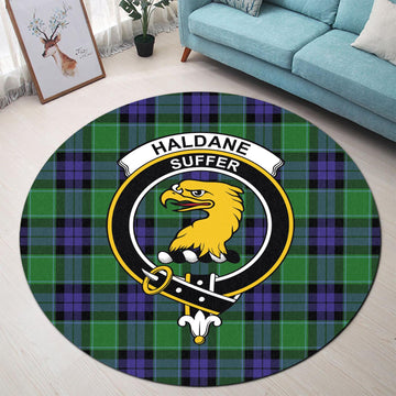 Haldane Tartan Round Rug with Family Crest