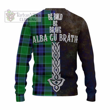 Haldane Tartan Family Crest Knitted Sweater Alba Gu Brath Be Brave Lion Ancient Style - Tartan Vibes Clothing