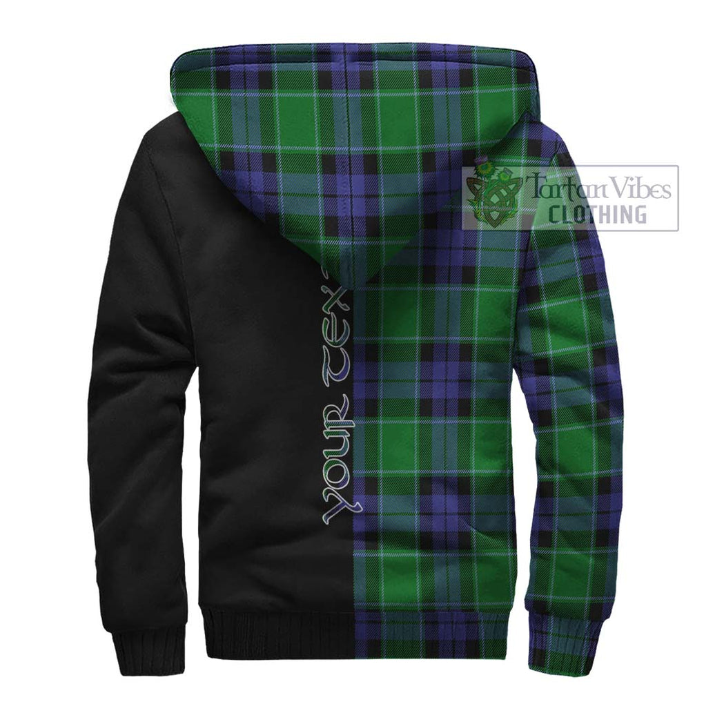 Haldane Tartan Sherpa Hoodie with Family Crest and Half Of Me Style - Tartanvibesclothing Shop