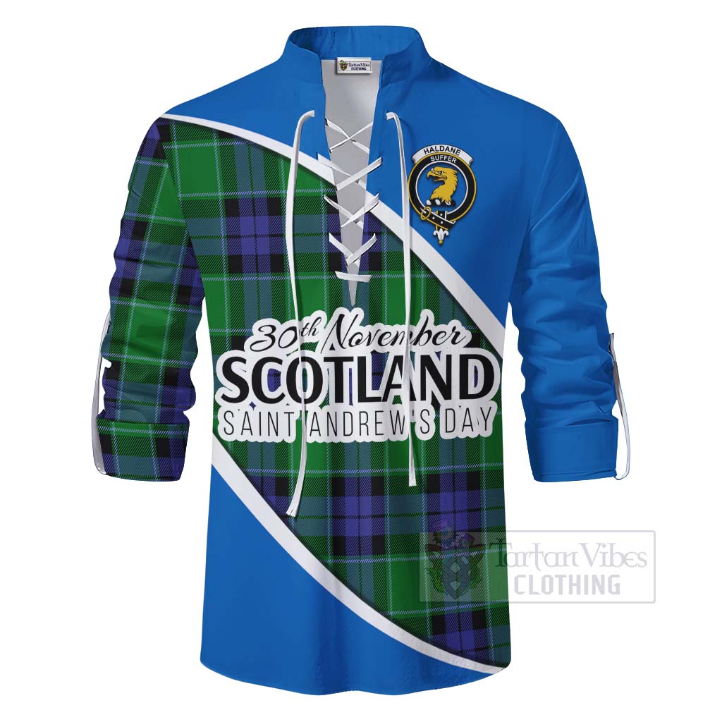 Tartan Vibes Clothing Haldane Family Crest Tartan Ghillie Kilt Shirt Celebrate Saint Andrew's Day in Style