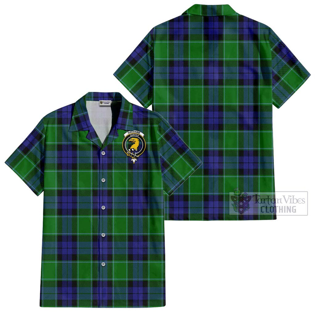 Haldane Tartan Cotton Hawaiian Shirt with Family Crest Kid - Tartan Vibes Clothing