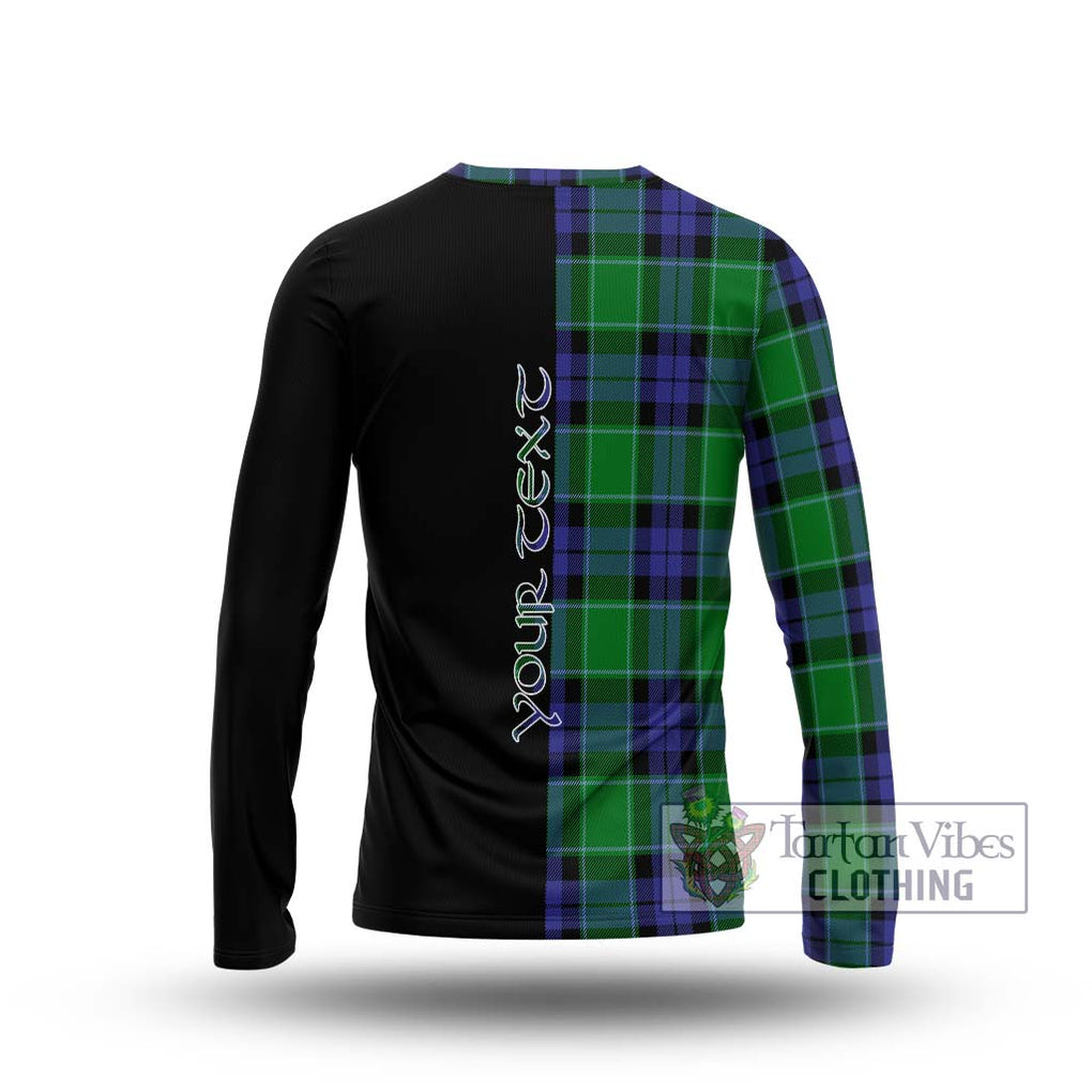 Haldane Tartan Long Sleeve T-Shirt with Family Crest and Half Of Me Style - Tartanvibesclothing Shop