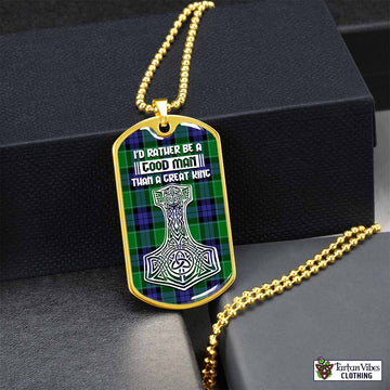 Haldane Tartan Dog Tag Necklace Viking Mjolnir Style