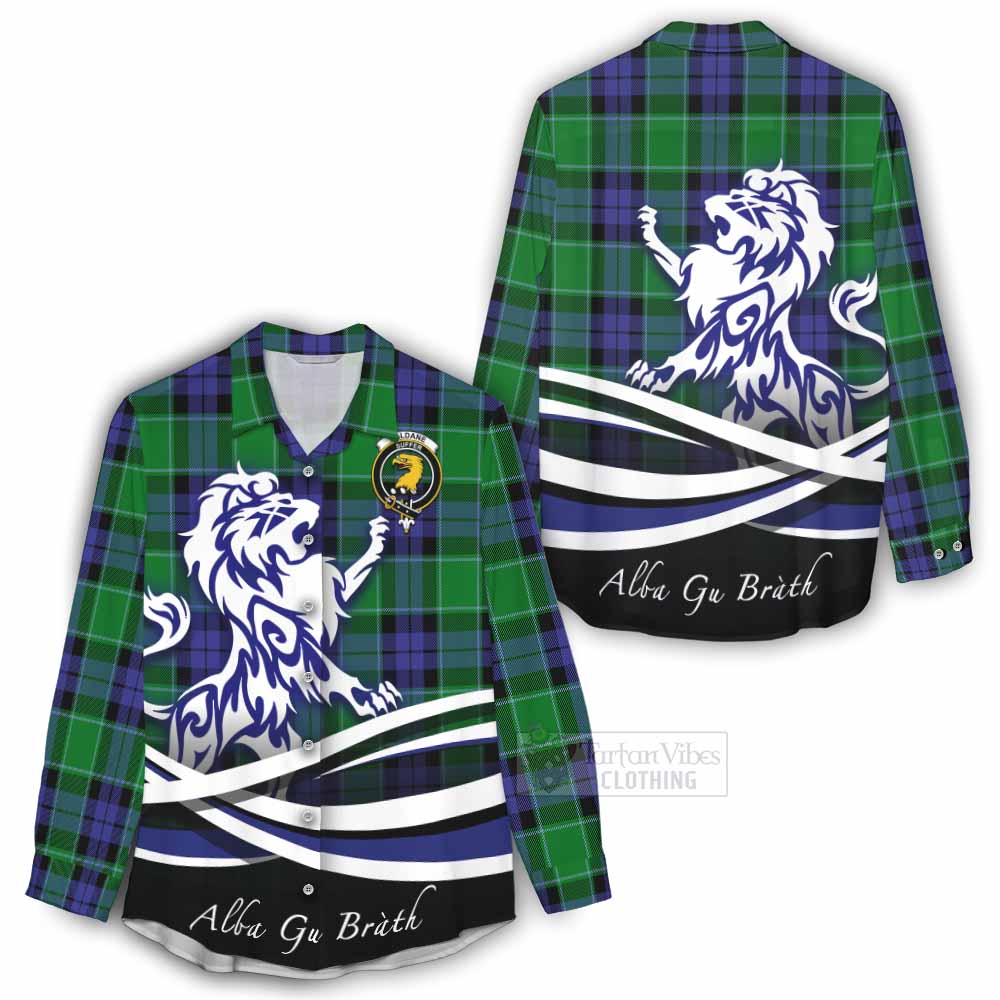 Tartan Vibes Clothing Haldane Tartan Women's Casual Shirt with Alba Gu Brath Regal Lion Emblem