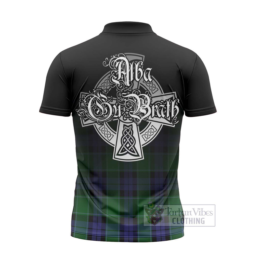 Tartan Vibes Clothing Haldane Tartan Zipper Polo Shirt Featuring Alba Gu Brath Family Crest Celtic Inspired