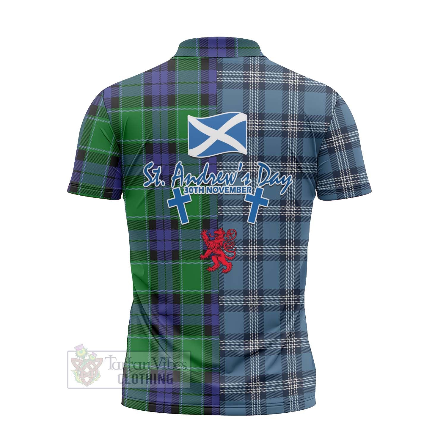 Tartan Vibes Clothing Haldane Tartan Zipper Polo Shirt Happy St. Andrew's Day Half Tartan Style