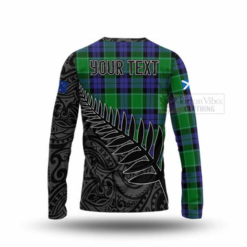 Haldane Crest Tartan Long Sleeve T-Shirt with New Zealand Silver Fern Half Style