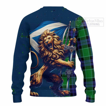 Haldane Tartan Family Crest Knitted Sweater with Scottish Majestic Lion