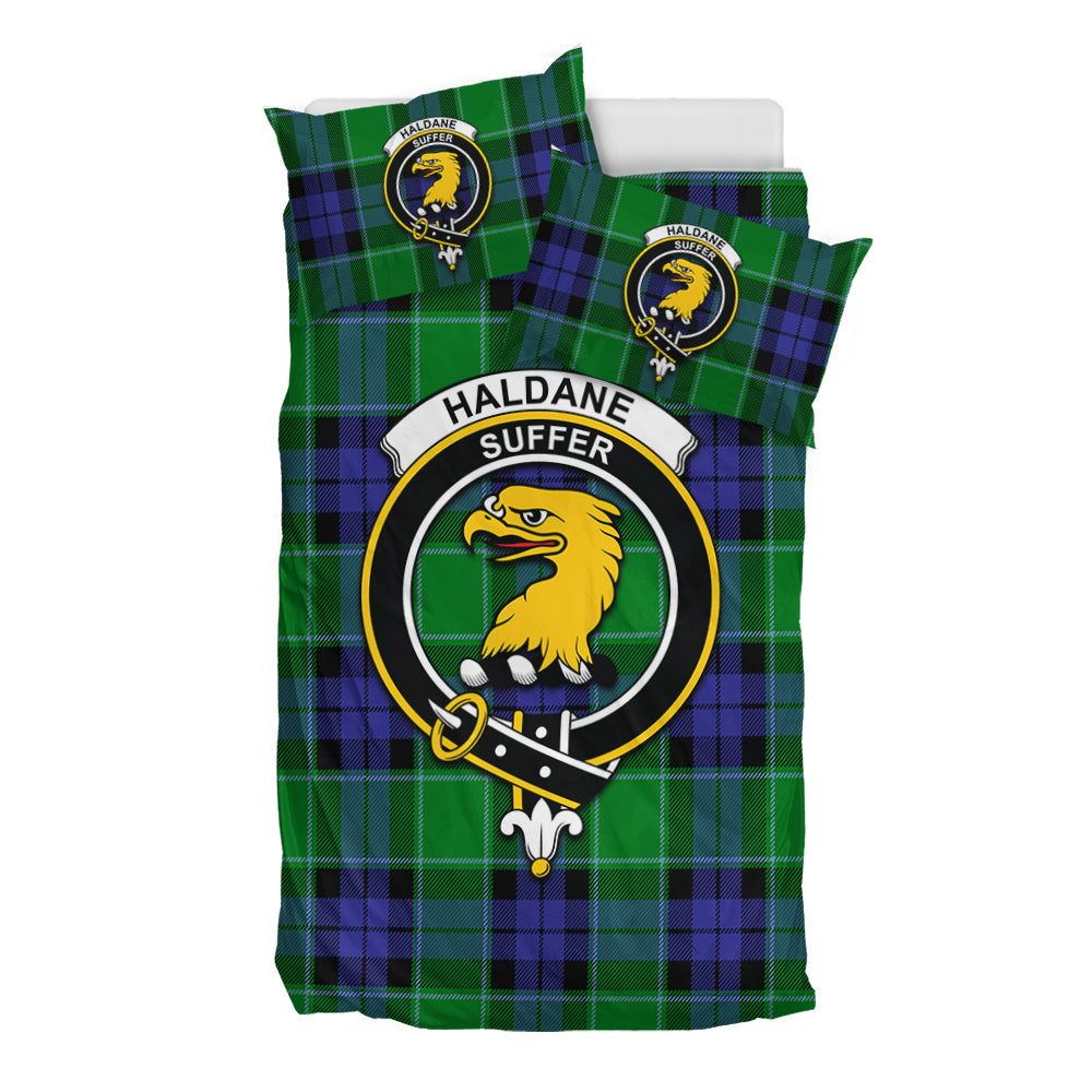 Haldane Tartan Bedding Set with Family Crest - Tartan Vibes Clothing