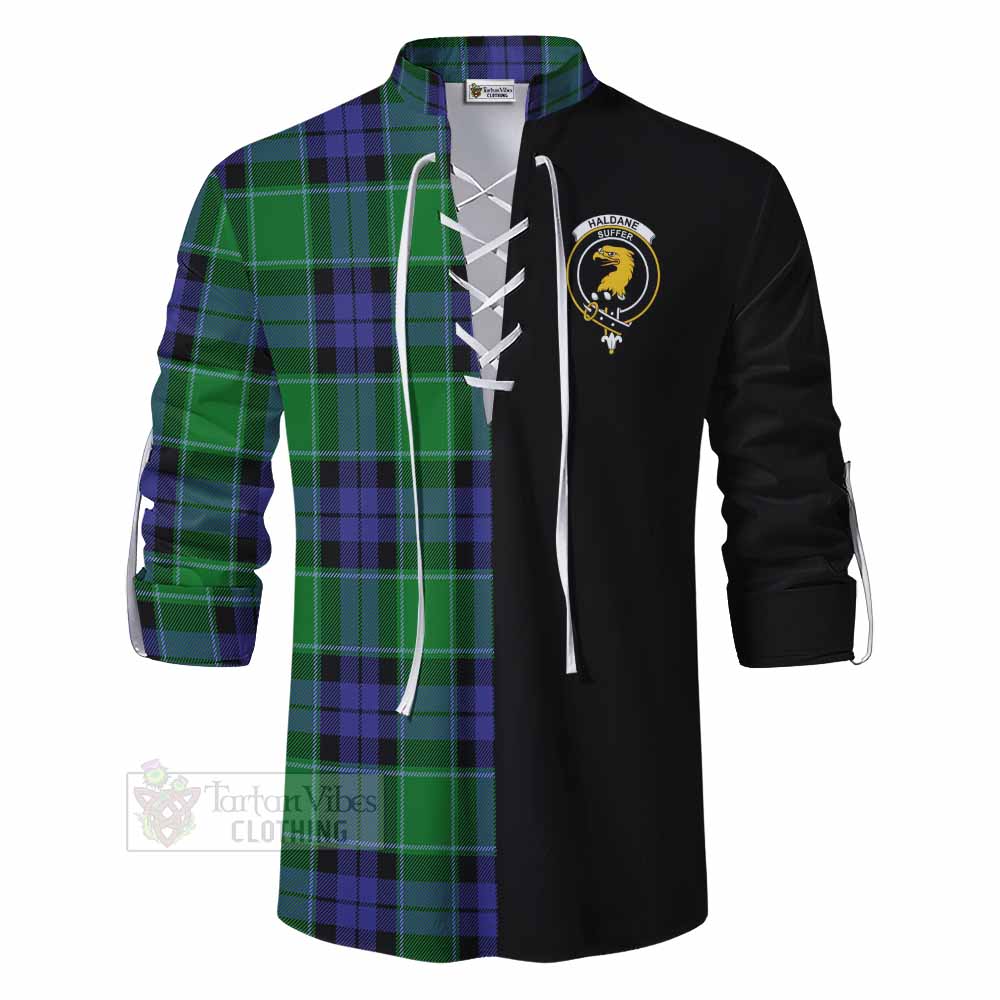 Tartan Vibes Clothing Haldane Tartan Ghillie Kilt Shirt with Family Crest and Half Of Me Style