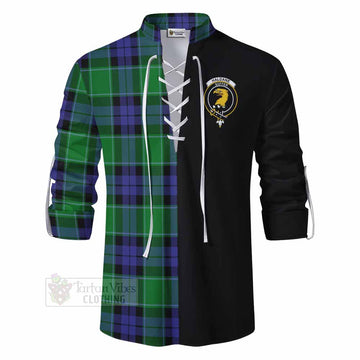 Haldane Tartan Ghillie Kilt Shirt with Family Crest and Half Of Me Style