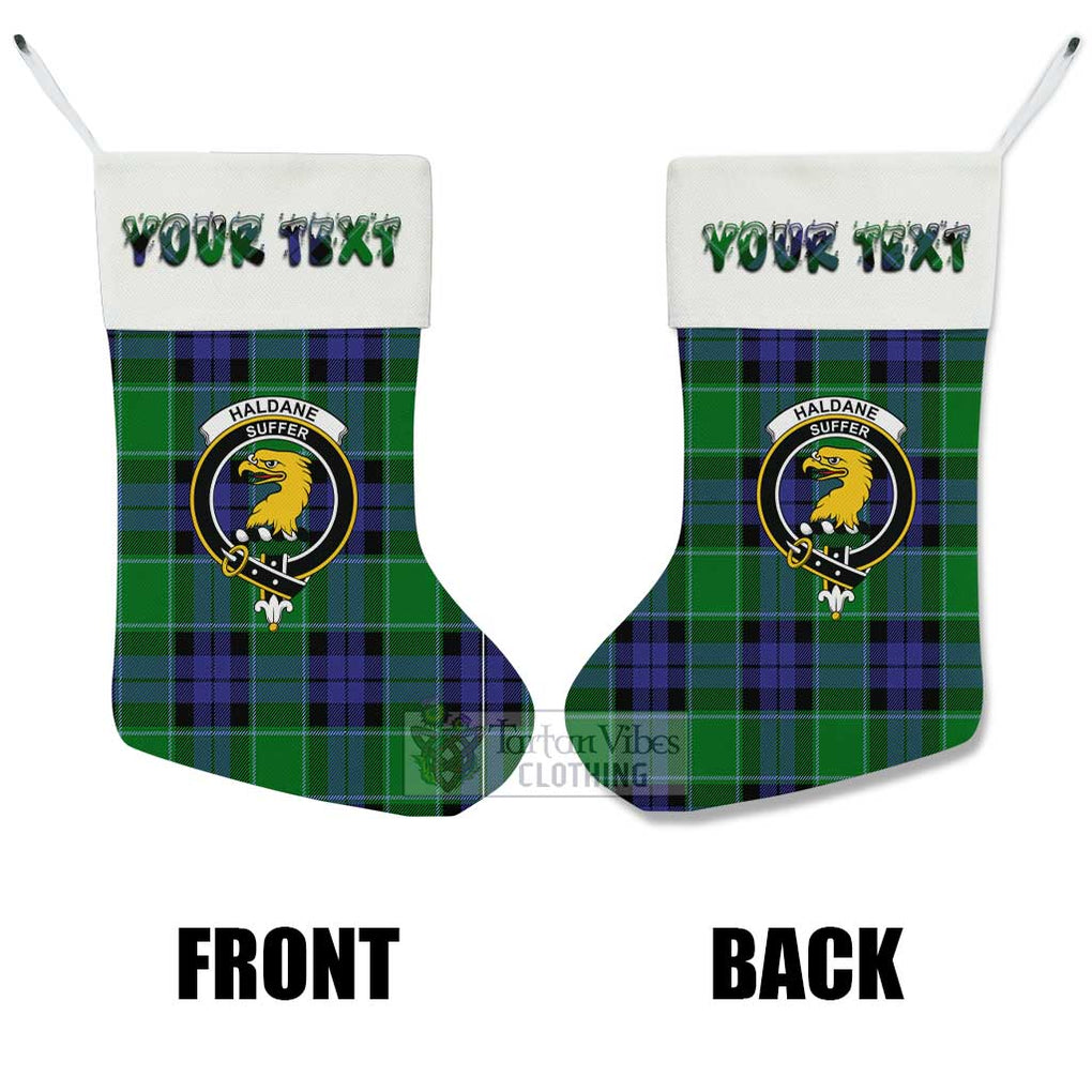 Tartan Vibes Clothing Haldane Tartan Family Crest Christmas Stocking with Personalized Text