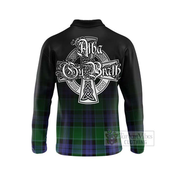 Haldane Tartan Long Sleeve Polo Shirt Featuring Alba Gu Brath Family Crest Celtic Inspired