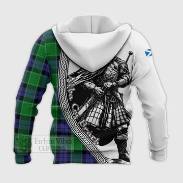 Haldane Tartan Clan Crest Knitted Hoodie with Highlander Warrior Celtic Style