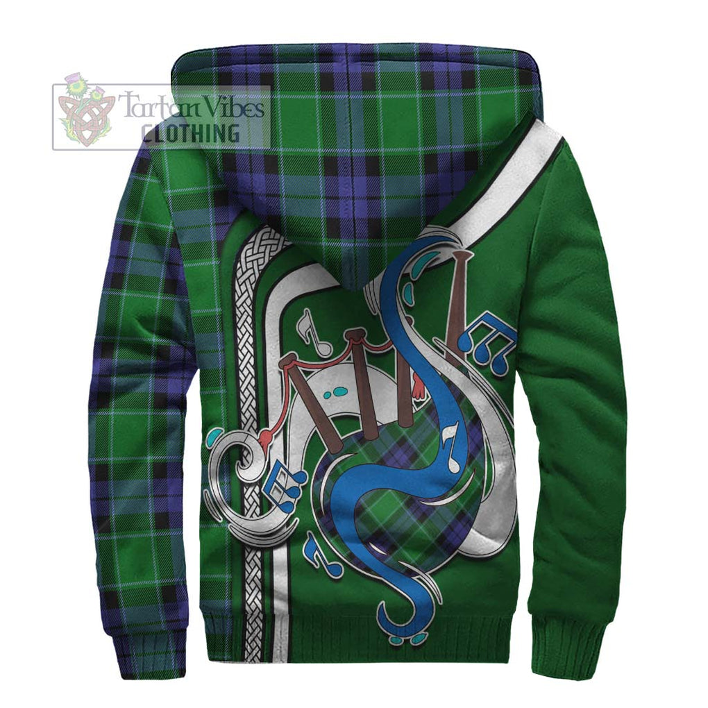 Haldane Tartan Sherpa Hoodie with Epic Bagpipe Style - Tartanvibesclothing Shop