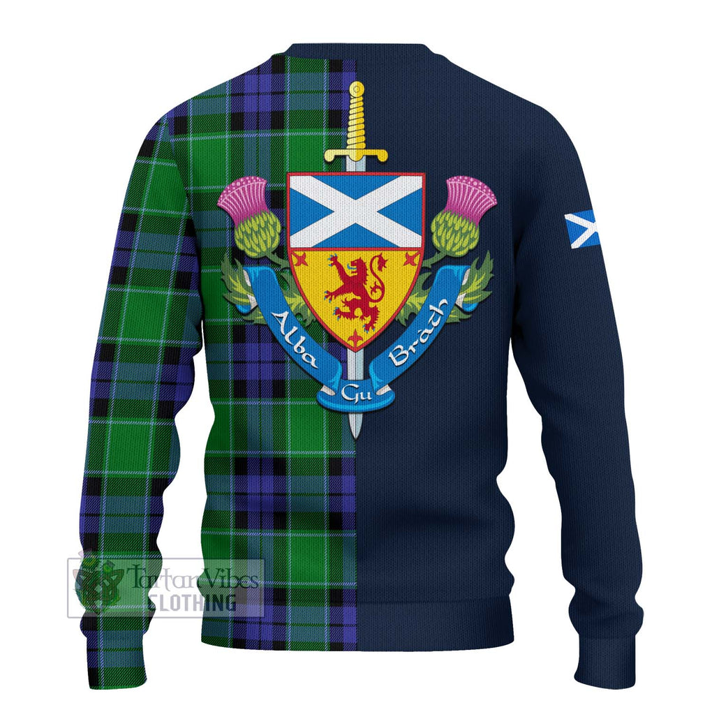 Tartan Vibes Clothing Haldane Tartan Knitted Sweater with Scottish Lion Royal Arm Half Style