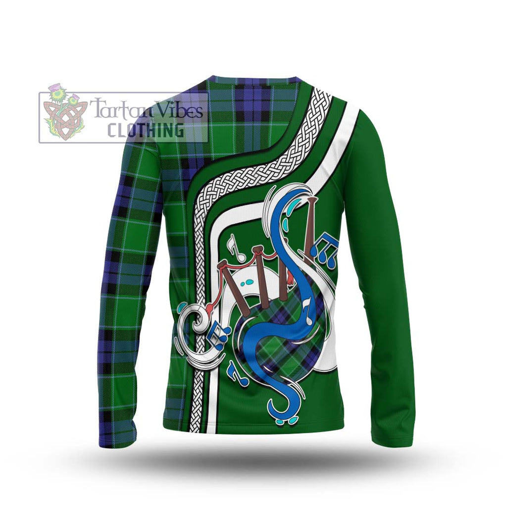 Tartan Vibes Clothing Haldane Tartan Long Sleeve T-Shirt with Epic Bagpipe Style