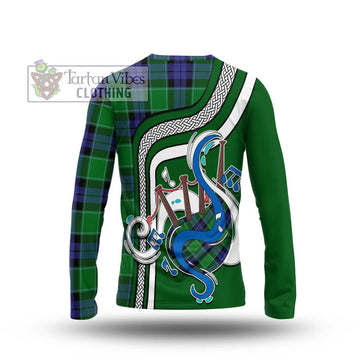 Haldane Tartan Long Sleeve T-Shirt with Epic Bagpipe Style