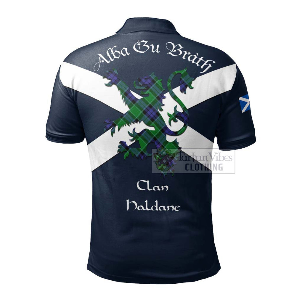 Tartan Vibes Clothing Haldane Tartan Lion Rampant Polo Shirt – Proudly Display Your Heritage with Alba Gu Brath and Clan Name