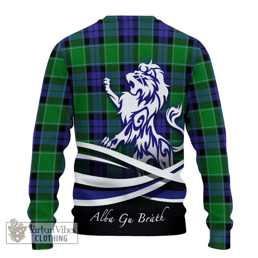 Haldane Tartan Knitted Sweater with Alba Gu Brath Regal Lion Emblem - Tartanvibesclothing Shop