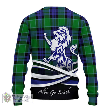 Haldane Tartan Ugly Sweater with Alba Gu Brath Regal Lion Emblem