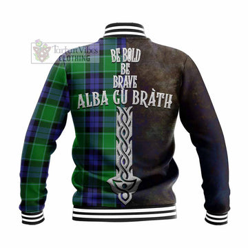 Haldane Tartan Family Crest Baseball Jacket Alba Gu Brath Be Brave Lion Ancient Style - Tartan Vibes Clothing